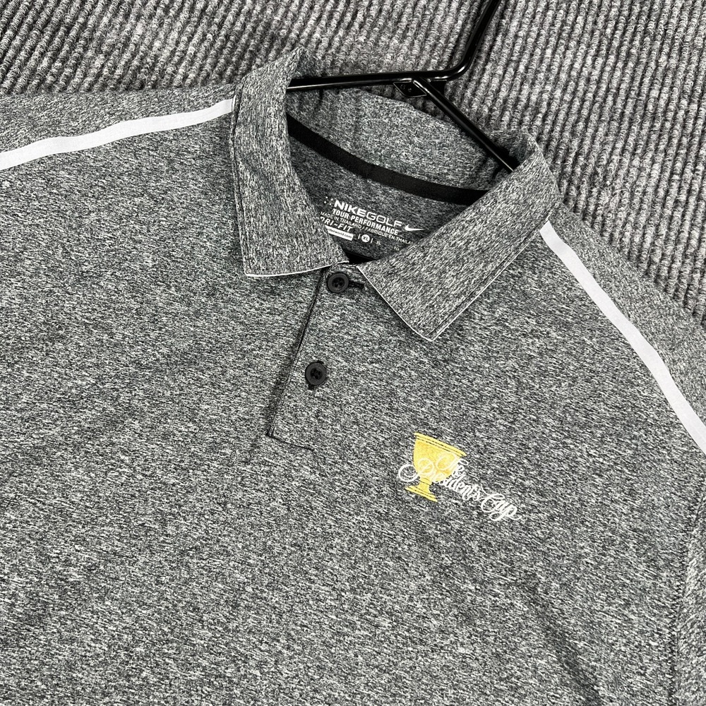 Nike Golf Tour Performance Polo Shirt Mens XL Extra Large Gray Presidents Cup